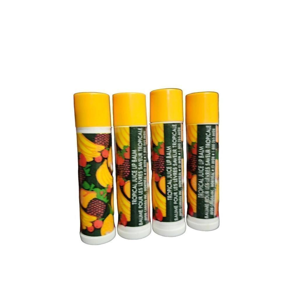 Avon Tropical Juice Lip Balm Vintage Old Stock lot of 4 discontinued Girlhood
